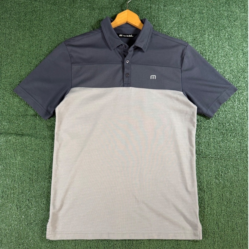 TravisMathew Polo‎ Shirt Mens Small Grey Colorblock Excellent Short Sleeve Golf